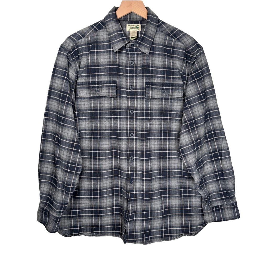 L.L.Bean Men’s Flannel Shirt Large Plaid Button Front Cotton